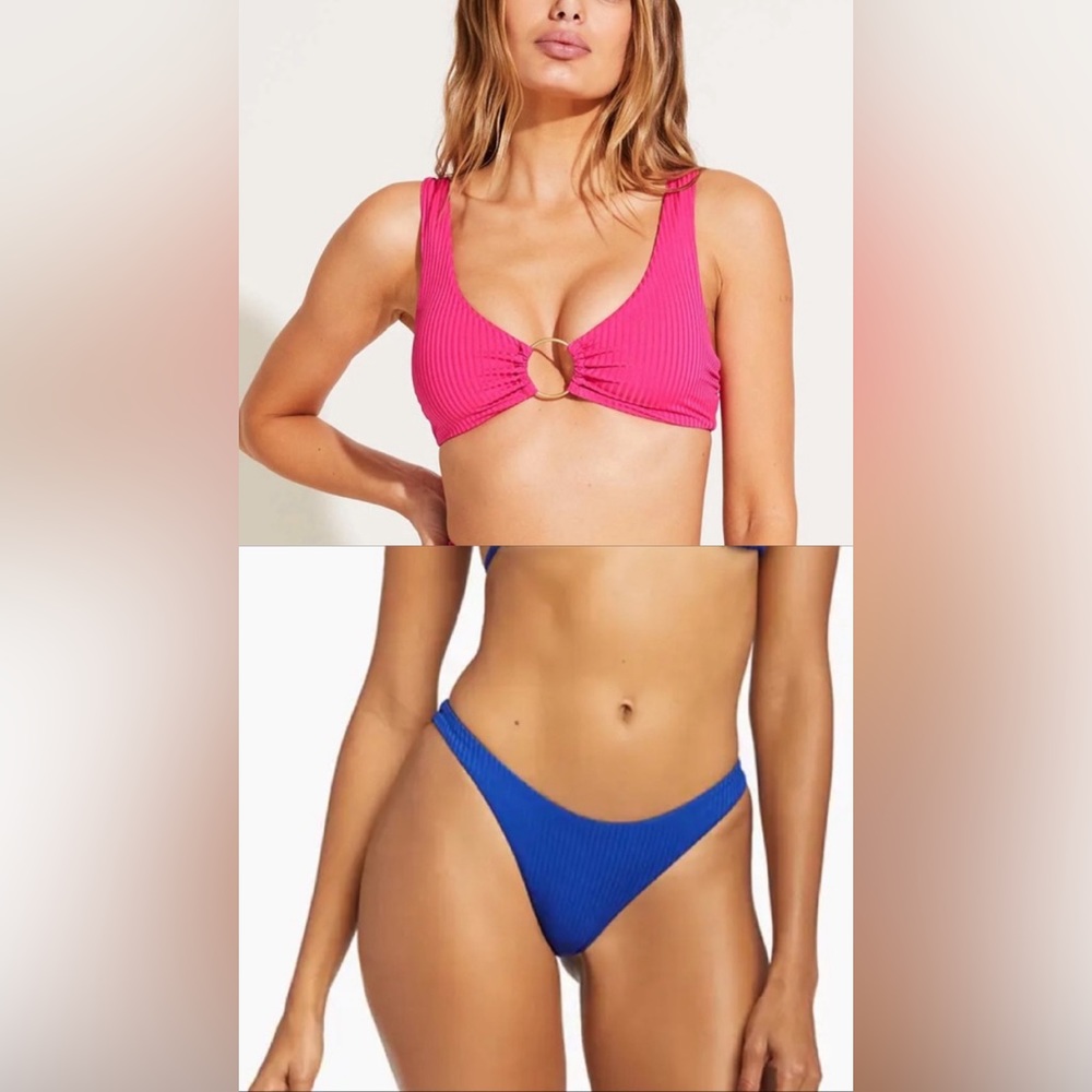 Vitamin A Skylar Bikini Top and Lagoon California High Leg Bikini Bottom NWT